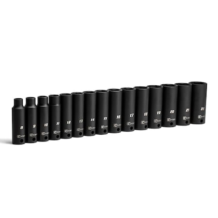 Capri Tools 3/8 in Drive Deep Impact Socket Set,  Metric,  15 pcs CP53000-15MD